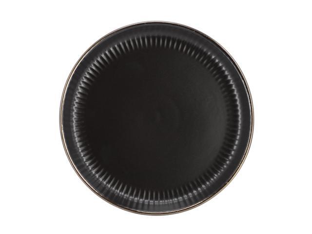Elama Leo 16 Piece Stoneware Dinnerware Set In Black