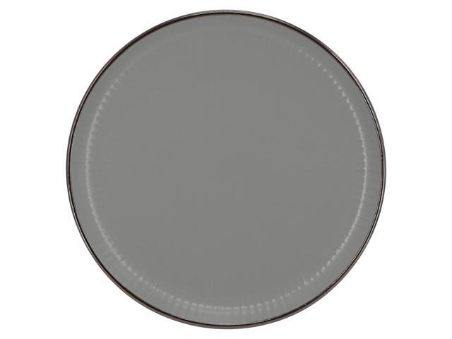 Elama Leo 16 Piece Stoneware Dinnerware Set In Dark Gray