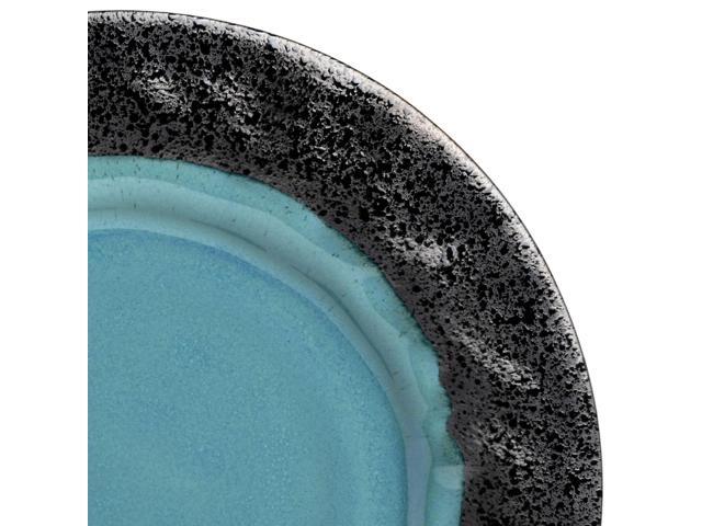 Gibson Elite Dragonstone 16 Piece Stoneware Reactive Glaze Dinnerware Set in Aqua