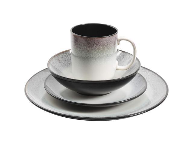 Gibson Elite Rings of Saturn 16 Piece Reactive Glaze Stoneware Dinnerware Set in Teal