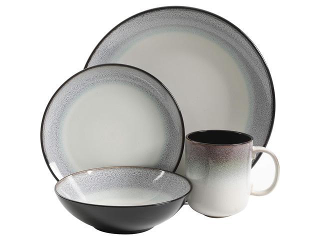 Gibson Elite Rings of Saturn 16 Piece Reactive Glaze Stoneware Dinnerware Set in Teal