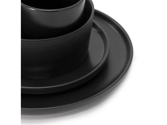 Elama Luxmatte Black 16 Piece Dinnerware Set
