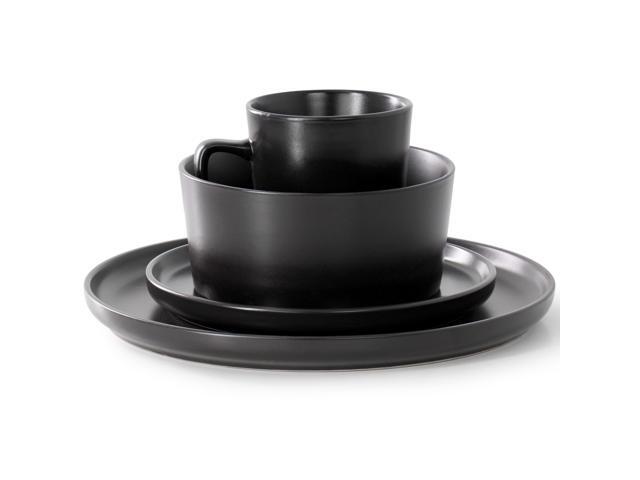 Elama Luxmatte Black 16 Piece Dinnerware Set