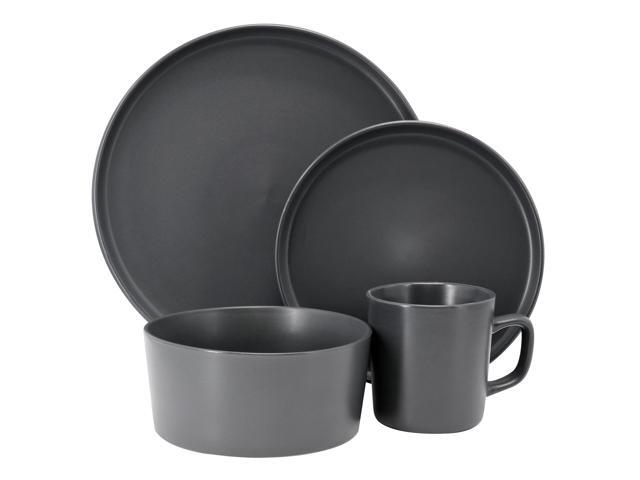Elama Luxmatte Dark Grey 16 Piece Dinnerware Set