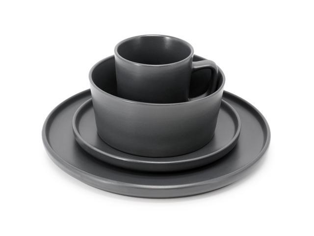 Elama Luxmatte Dark Grey 16 Piece Dinnerware Set