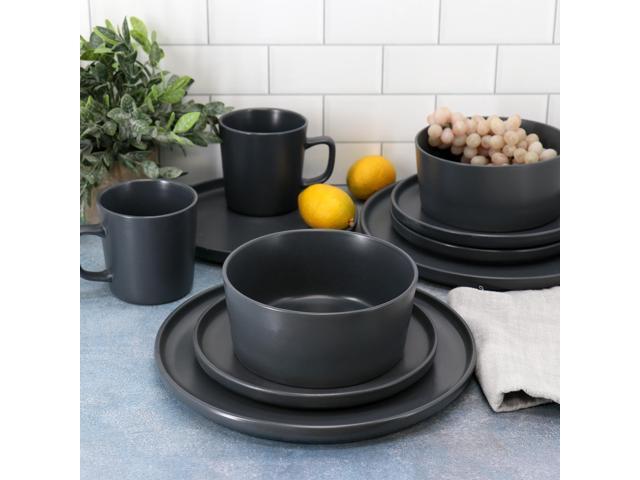 Elama Luxmatte Dark Grey 16 Piece Dinnerware Set