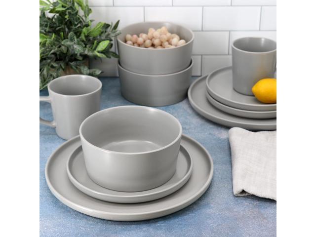 Elama Luxmatte Light Grey 16 Piece Dinnerware Set
