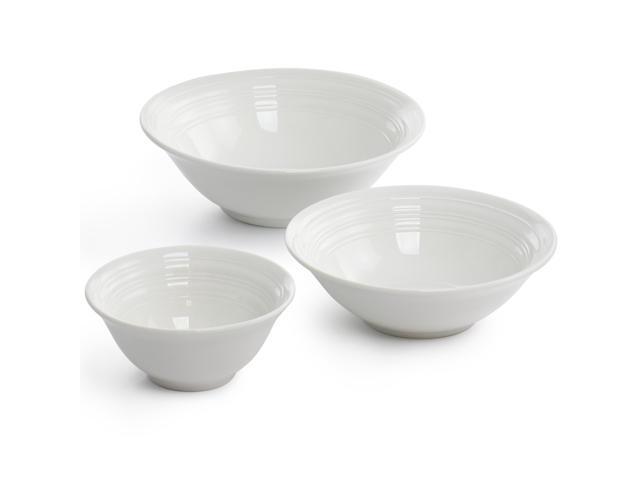 Gibson Home Embossed Ring 32 Piece Round Ceramic Dinnerware Set in White