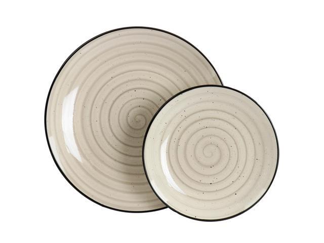 Elama Gia 24 Piece Round Stoneware Dinnerware Set in Cream