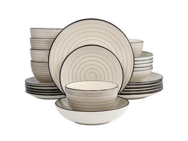 Elama Gia 24 Piece Round Stoneware Dinnerware Set in Cream