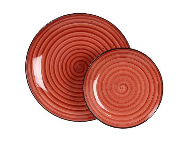 Elama Gia 24 Piece Round Stoneware Dinnerware Set in Red