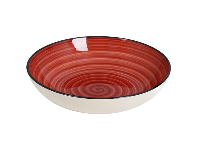 Elama Gia 24 Piece Round Stoneware Dinnerware Set in Red