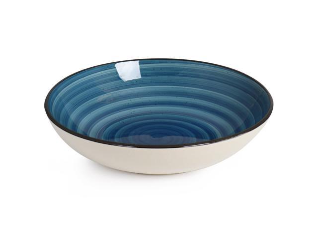 Elama Gia 24 Piece Round Stoneware Dinnerware Set in Dark Blue