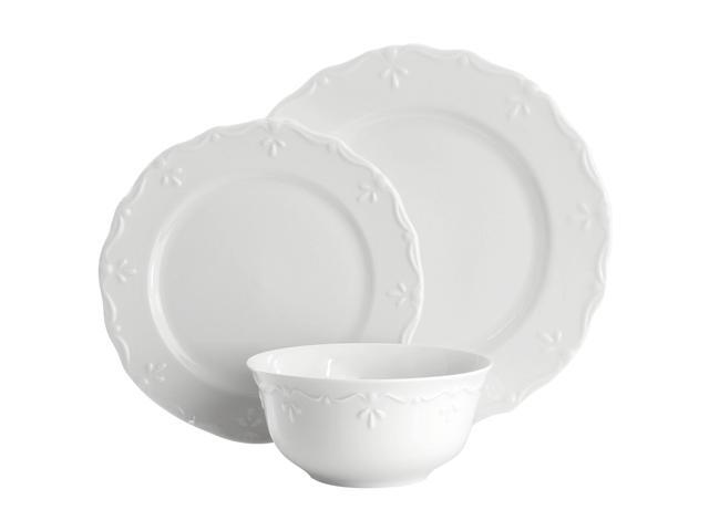 Elama Henryi 18 Piece Porcelain Dinnerware Set in White