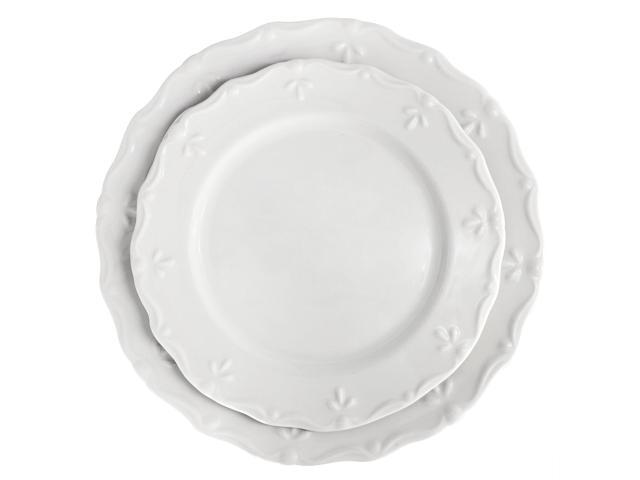 Elama Henryi 18 Piece Porcelain Dinnerware Set in White