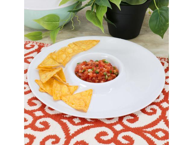 Gibson Home Grayson 12 Piece 12 Inch Round Melamine Chip and Dip Platter Set in White