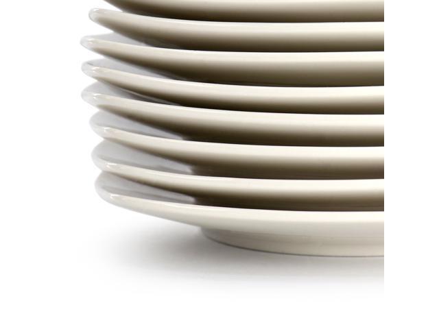 Gibson Home Zen Buffetware 8 Piece 7in Stoneware Dessert Plate Set in White