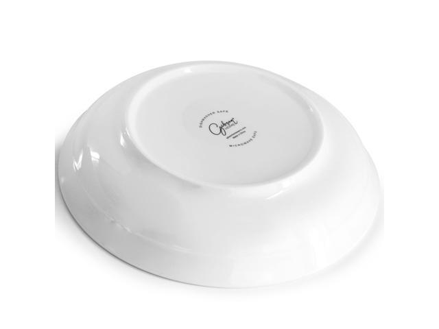 Gibson Home Great Essentials 5 Piece Fine Ceramic Serving Bowl and Pasta Bowl Set in White