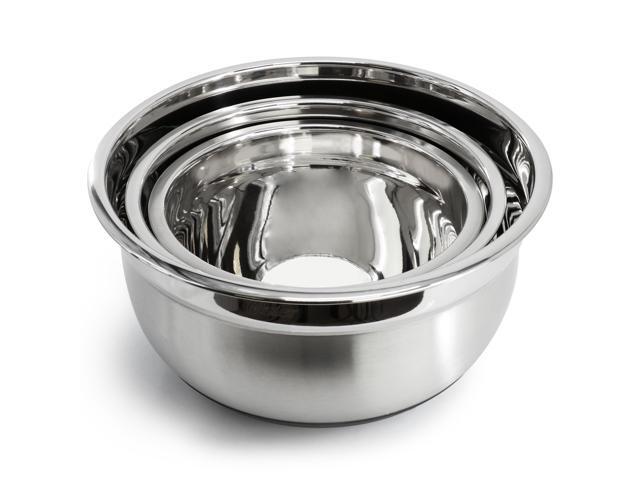 Oster Oswalt 3 Piece Mixing Bowl Set with Non-Slip Bases in Silver