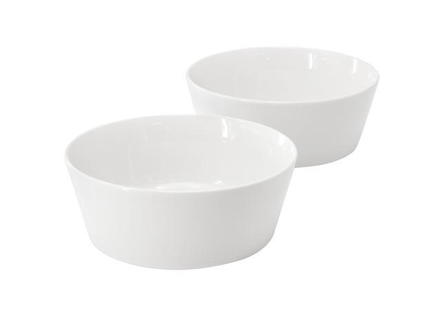 Gibson Home 2 Piece 6.75 Inch Round Fine Ceramic Side Bowl Sets in White