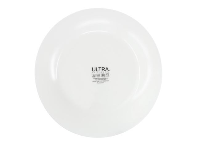 Gibson Ultra White Shadow 6 Piece 10 Inch Opal Glass Dinner Plate Set in White