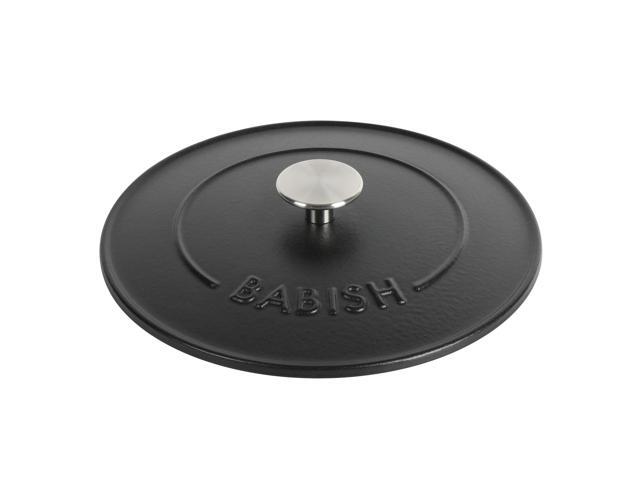 Babish 3 Quart Round Enameled Cast Iron Braiser Pan with Self-Basting Lid in Black