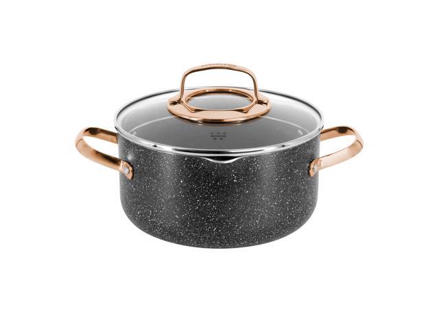 Korkmaz Galaksi 7 Piece Non Stick Aluminum Cookware Set in Black and Rose Gold