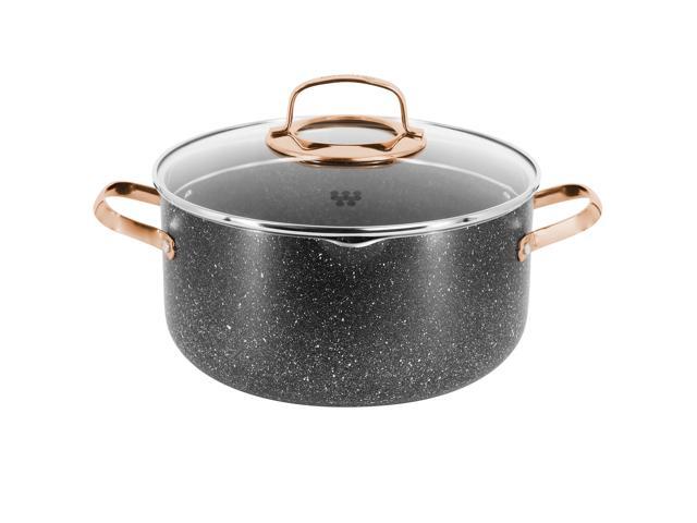 Korkmaz Galaksi 7 Piece Non Stick Aluminum Cookware Set in Black and Rose Gold
