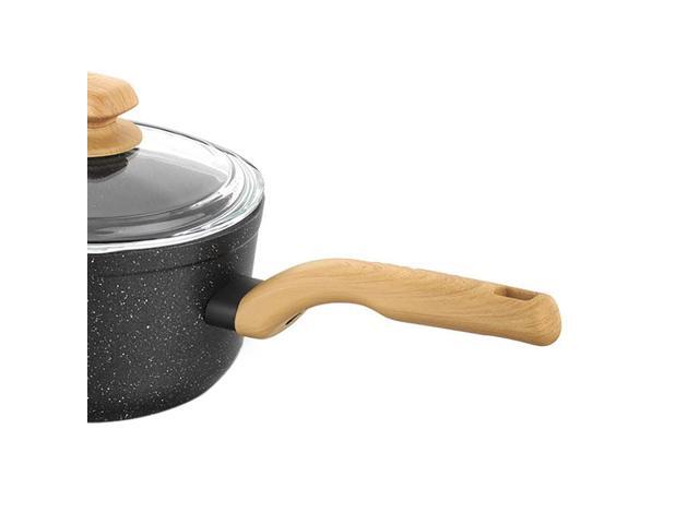Korkmaz Montana 2 Piece 2 Liter Aluminum Nonstick Saucepan with Lid and Faux Wood Handles