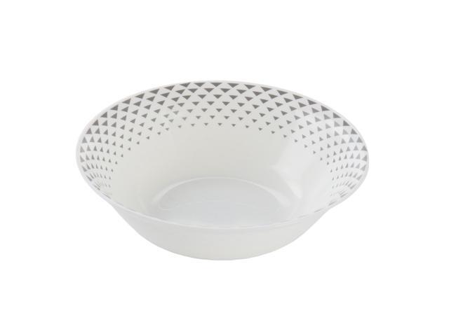 Ultra by Gibson Cane Peak 12 Piece Opal Glass Dinnerware Set in White With Grey Accents