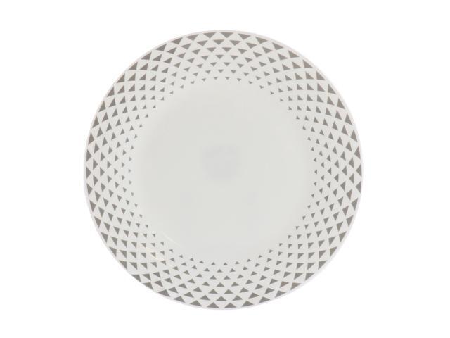 Ultra by Gibson Cane Peak 12 Piece Opal Glass Dinnerware Set in White With Grey Accents