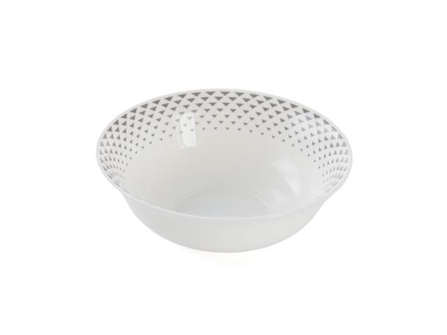 Ultra by Gibson Cane Peak 12 Piece Opal Glass Dinnerware Set in White With Grey Accents