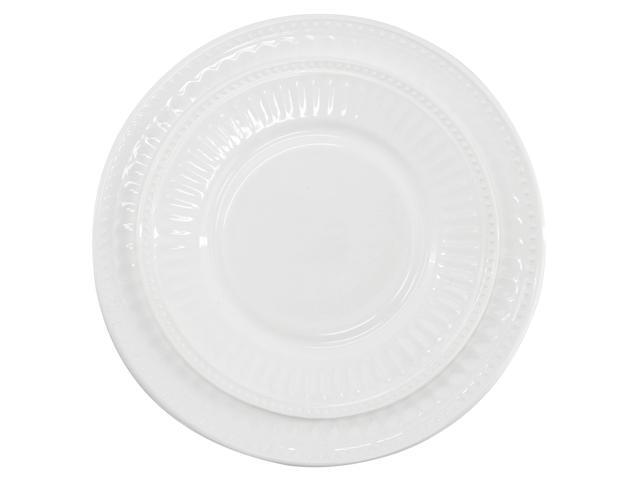 Ultra by Gibson Swanton Arch 12 Piece Break-Resistant Opal Glass Dinnerware Set in White