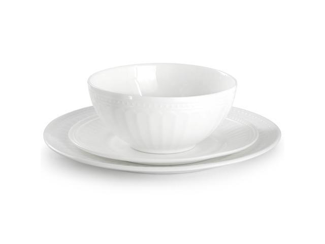 Ultra by Gibson Swanton Arch 12 Piece Break-Resistant Opal Glass Dinnerware Set in White