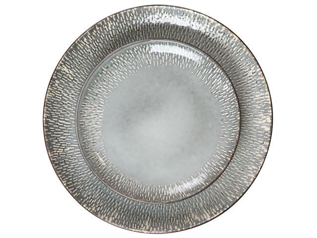 Meritage 16 Piece Reactive Glaze Stoneware Dinnerware Set in Grey