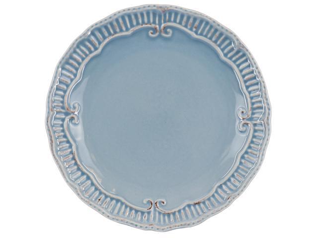 Modern Southern Home Capri 6 Piece 11 Inch Stoneware Embossed Dinner Plate Set in Blue