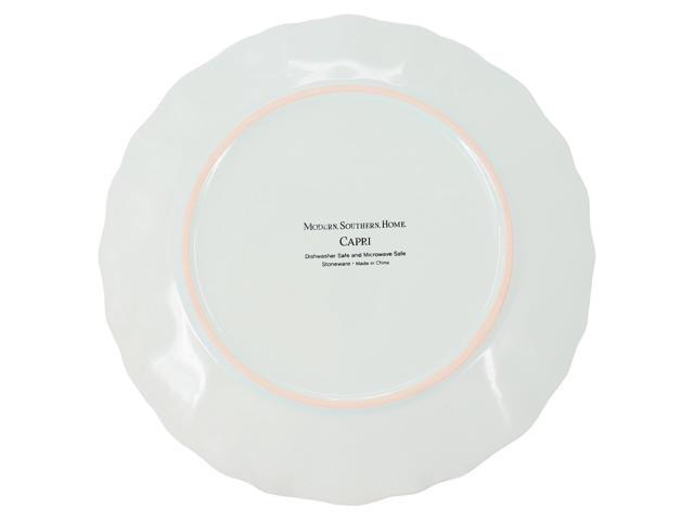 Modern Southern Home Capri 6 Piece 9 Inch Stoneware Embossed Dessert Plate Set in Egg Blue
