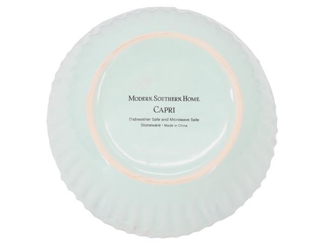 Modern Southern Home Capri 6 Piece 6 Inch Stoneware Embossed Cereal Bowl Set in Egg Blue