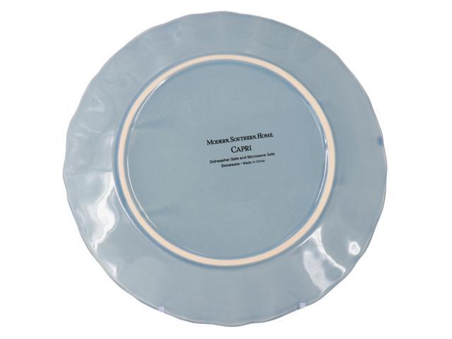 Modern Southern Home Capri 6 Piece 9 Inch Stoneware Embossed Dessert Plate Set in Blue