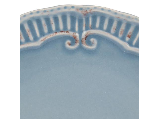 Modern Southern Home Capri 6 Piece 9 Inch Stoneware Embossed Dessert Plate Set in Blue