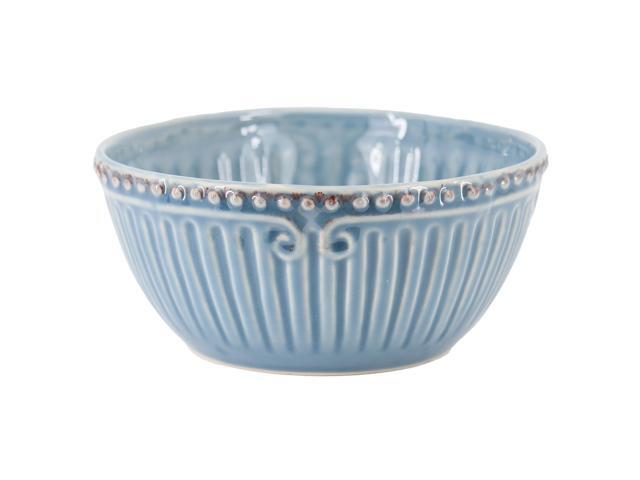 Modern Southern Home Capri 6 Piece 6 Inch Stoneware Embossed Cereal Bowl Set in Blue