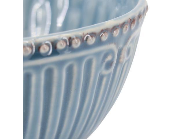 Modern Southern Home Capri 6 Piece 6 Inch Stoneware Embossed Cereal Bowl Set in Blue