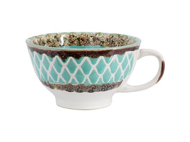 Meritage Otis 6 Piece 27 Ounce Stoneware Soup Bowl with Handle Set in Turquoise