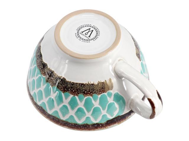 Meritage Otis 6 Piece 27 Ounce Stoneware Soup Bowl with Handle Set in Turquoise
