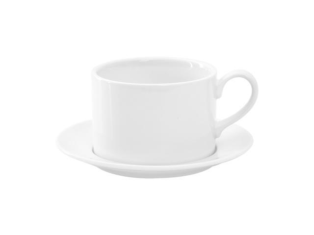 Our Table Simply White 6 Piece 3.75 Inch Porcelain Cups With Saucers Set