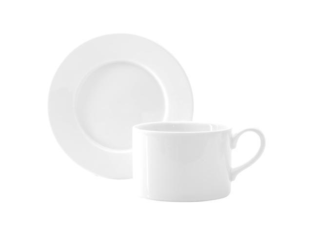 Our Table Simply White 6 Piece 3.75 Inch Porcelain Cups With Saucers Set