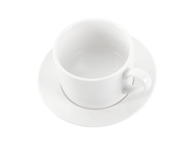 Our Table Simply White 6 Piece 3.75 Inch Porcelain Cups With Saucers Set