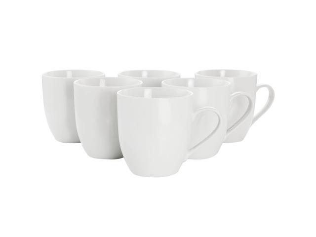 Our Table Simple White 6 Piece Fine Ceramic 16.65oz Mug Set in White