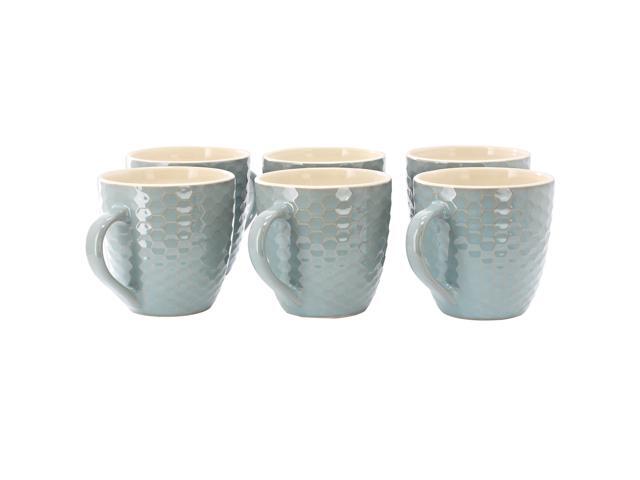 Elama Honeycomb 6 Piece 15 oz. Mug Set in Turquoise