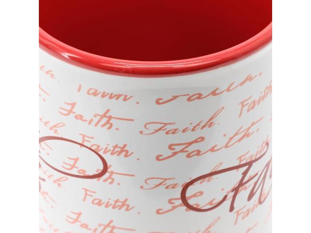 Gibson Home Inspirational Words Faith 4 Piece 16 Ounce Stoneware Mug Set in Red